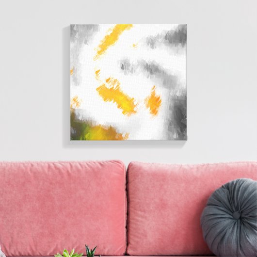 Geel grijs sinaasappel groen wit zwart abstract pi canvas afdruk (Insitu (Woonkamer))