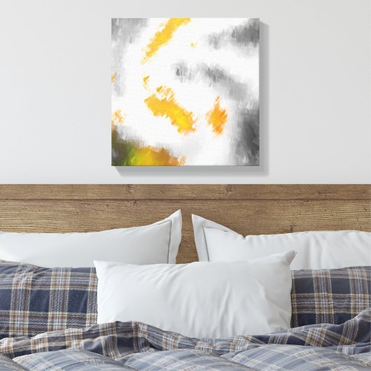 Geel grijs sinaasappel groen wit zwart abstract pi canvas afdruk (Insitu (Slaapkamer))