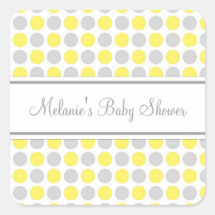 Geel Grijs Stippen Baby shower Favor Stickers