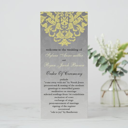 "geel grijs" Trouwprogramma Programma (Staand voorkant)