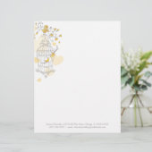 Geel grijs twee vogels open vogelkooi breedkop custom briefhoofd (Staand voorkant)