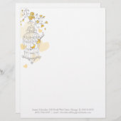 Geel grijs twee vogels open vogelkooi breedkop custom briefhoofd (Voorkant / Achterkant)