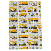 Geel grijs vuilniswagen medium cadeauzakje (Achterkant)