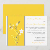 Geel, grijs, White Floral Wedding Invitation Kaart (Voorkant / Achterkant)