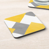 Geel grijs Wit Abstract Geometrisch Bier Onderzetter (Linkerzijde)