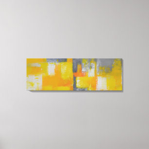 geel grijs wit abstract kunst schilderij canvas afdruk