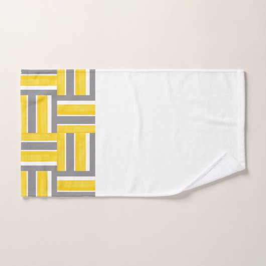 Geel Grijs Wit Blok Strepen Modern Patroon Bad Handdoek (Handdoek)