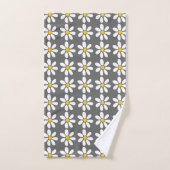 Geel grijs wit Daisy Pattern Bad Handdoek (Handdoek)