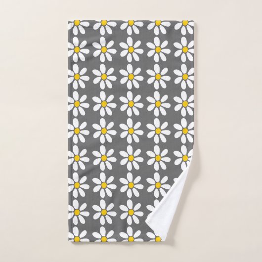 Geel grijs wit Daisy Pattern Bad Handdoek (Handdoek)