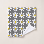 Geel grijs wit Daisy Pattern Bad Handdoek (Wasdoekje)