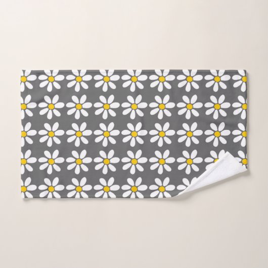 Geel grijs wit Daisy Pattern Bad Handdoek (Handdoek)
