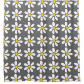 Geel grijs wit Daisy Pattern Douchegordijn (Voorkant)