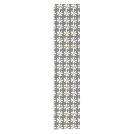 Geel grijs wit Daisy Pattern Korte Tafelloper (Voorkant)