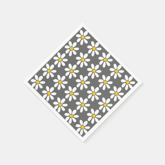 Geel grijs wit Daisy Pattern Servetten (Hoek)