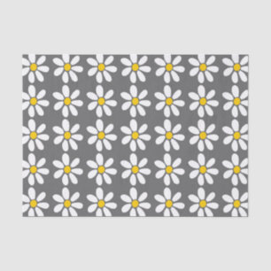 Geel grijs wit Daisy Pattern Tissuepapier