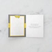 Geel, grijs, wit samengevoegde harten dank u kaart (Binnen)