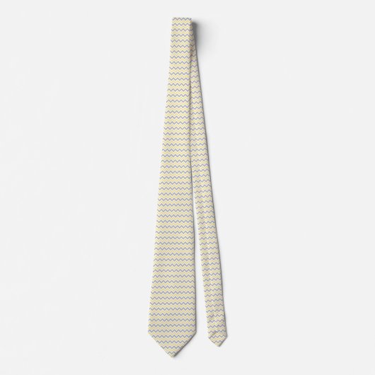 Geel, grijs, witte Chevron Stripes Necktie Stropdas (Voorkant)