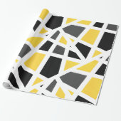 Geel Grijs Zwart Wit Geometrisch Abstract Cadeaupapier (Uitgerold)