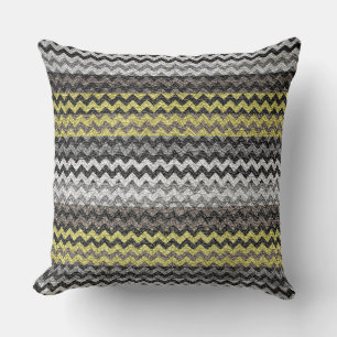 Geel grijze Chevron Stripes Pattern Kussen