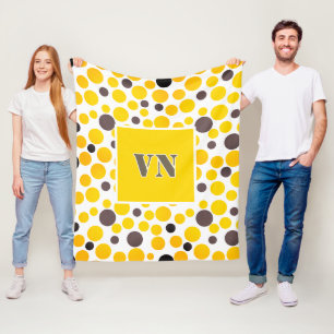 Geel grijze stippen op een witte achtergrond fleece deken