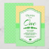 Geel Groen 1e Verjaardagsfeest Kaart (Voorkant / Achterkant)