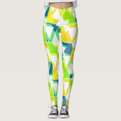 Geel groen abstract leggings (Voorkant)