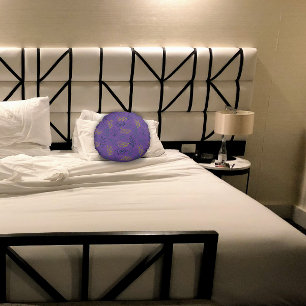 Geel groen blad patroon lavendel rond kussen