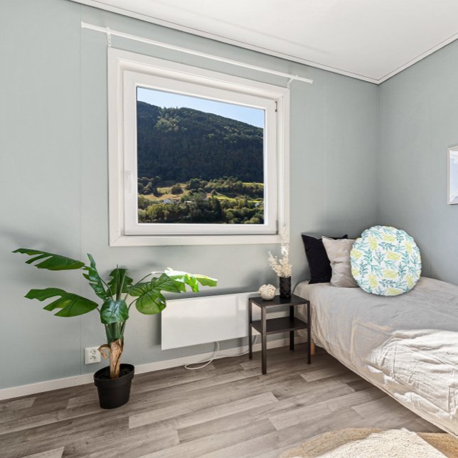 Geel groen blad patroon rond kussen (Creator heeft geüpload)