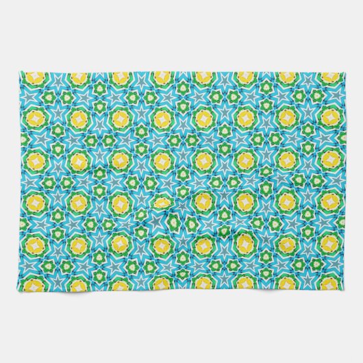 Geel groen blauw Abstract Theedoek (Horizontaal)