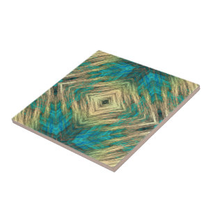 Geel Groen Blauw Blauwgroen Turquoise Etnische Tri Tegeltje