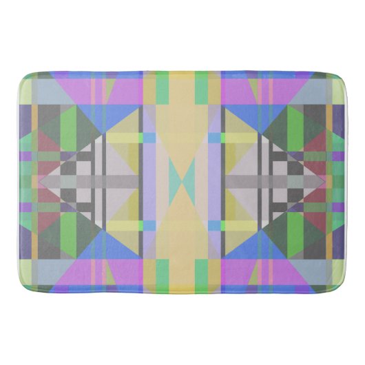 Geel Groen Blauw Paars Geometrisch Badmat (Voorkant)