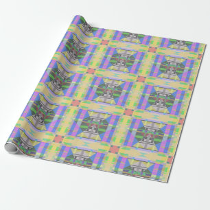 Geel Groen Blauw Paars Geometrisch Cadeaupapier