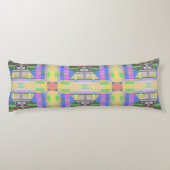 Geel Groen Blauw Paars Geometrisch Lichaamskussen (Achterkant)