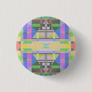 Geel Groen Blauw Paars Geometrisch Ronde Button 3,2 Cm