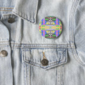 Geel Groen Blauw Paars Geometrisch Ronde Button 5,7 Cm (In situ)