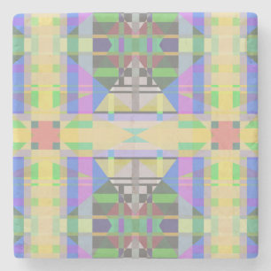 Geel Groen Blauw Paars Geometrisch Stenen Onderzetter