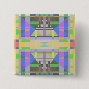 Geel Groen Blauw Paars Geometrisch Vierkante Button 5,1 Cm