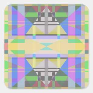Geel Groen Blauw Paars Geometrisch Vierkante Sticker