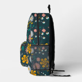 Geel Groen Bloemen Bedrukte Rugzak (Rechts)