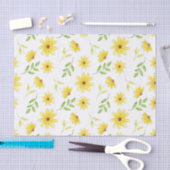 Geel groen bloemenpatroon tissuepapier (Craft)