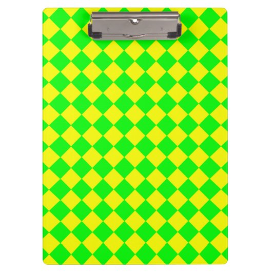 Geel Groen Checker Diamant Patroon Klembord (Voorkant)