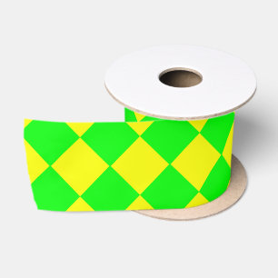 Geel Groen Checker Diamant Patroon Lint