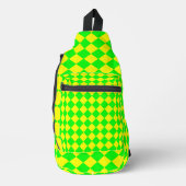 Geel Groen Checker Diamant Patroon Sling Bag (Voorkant)