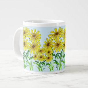 Geel Groen Daisy Bloem Bloemen Natuur Ontwerp Extra Grote Beker