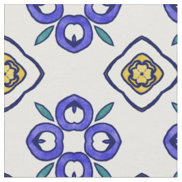 Geel, groen en blauw Damaspatroon Stof