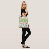 Geel groen Floral Girly Initiaal Monogram Draagtas (Op model)