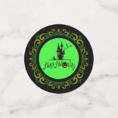 Geel Groen Gelukkig Halloween Haunted House Confetti (Kleine voorkant)