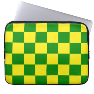 Geel groen geruit controlepatroon laptop sleeve