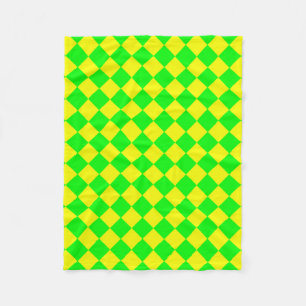 Geel Groen Geruit Diamant Patroon Fleece Deken
