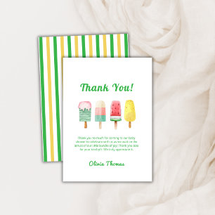 Geel groen ijs klaar voor Pop Baby shower Bedankkaart